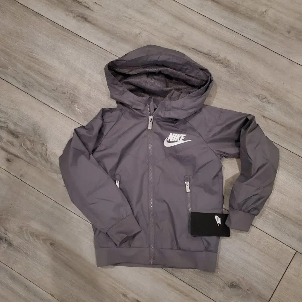 Nike Kid's Boy's Gray Sportswear Windrunner Toddler Full-Zip Jacket Size XS
